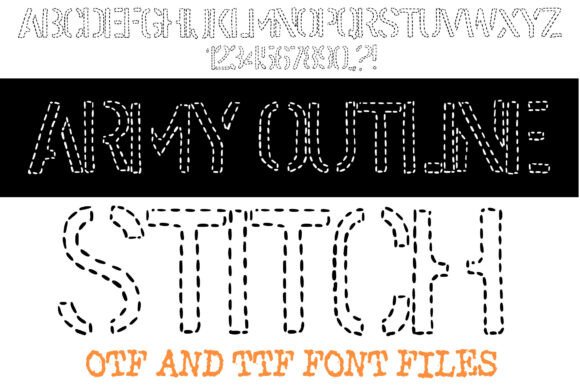 Army Outline Stitch Patch Font for Handmade Labels